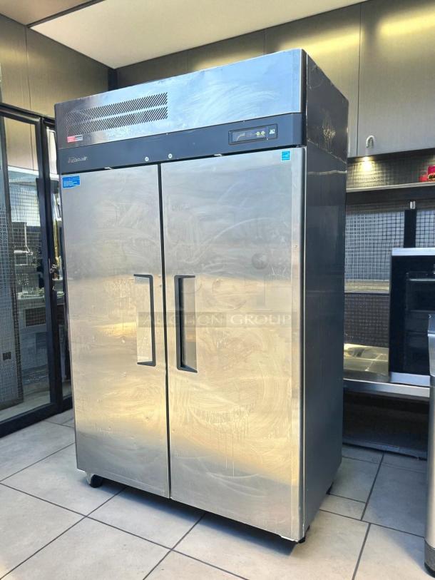 Turbo Air M3F47-2 double door reach-in freezer in outstanding condition, featuring a self-cleaning condenser, 115V, tested and working.
