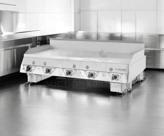 Garland CG-60F 60" gas griddle, very good condition, thermostatic controls, 1" steel plate, natural gas, fully tested.