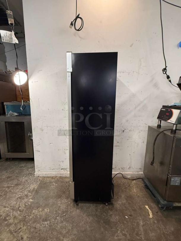 Yukon USF-175BLK commercial single glass door freezer, black finish, upright design, model USF-175 BLK, excellent condition.