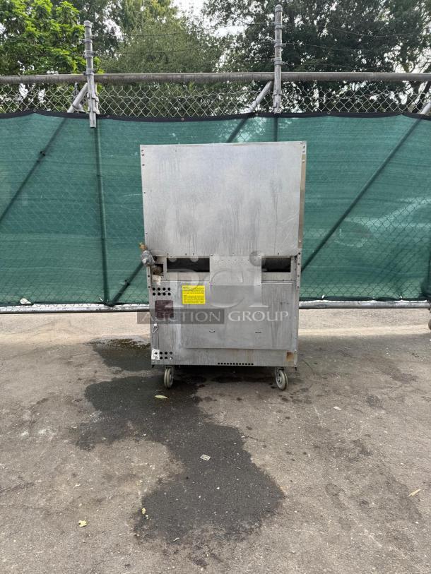 Back view of Vulcan 36S-6BN Endurance 6 Burner 36" Natural Gas Range, showing wear and gas connection details.