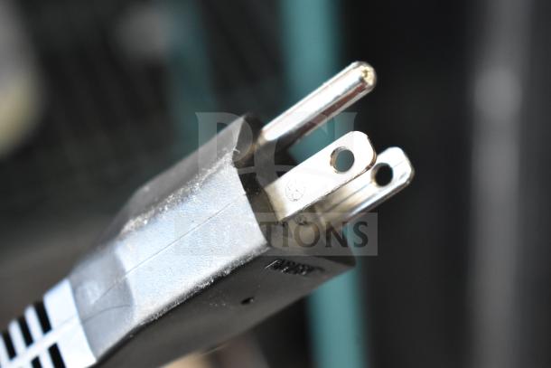 Close-up of the plug for a Hobart FP150-1 food processor. Standard U.S. 110-120 volt, 1-phase plug.