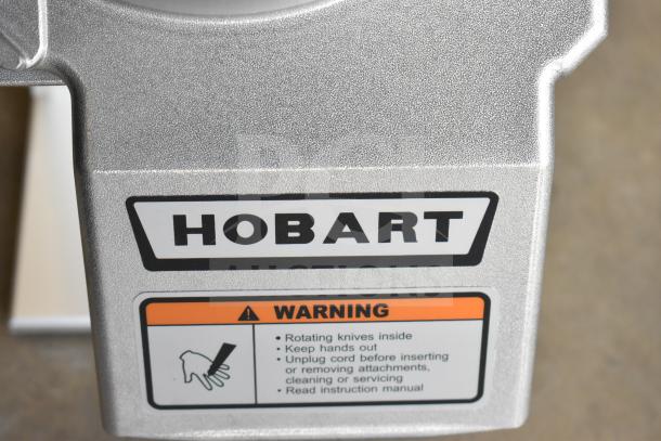 2022 Hobart FP150-1 food processor, brand new scratch and dent, 110-120V, 1 Phase, features safety warnings.