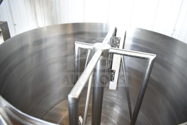 C2C CZC-13F industrial induction tilting cooking kettle mixer, 150L capacity, 380V, 3 phase, stainless steel interior.