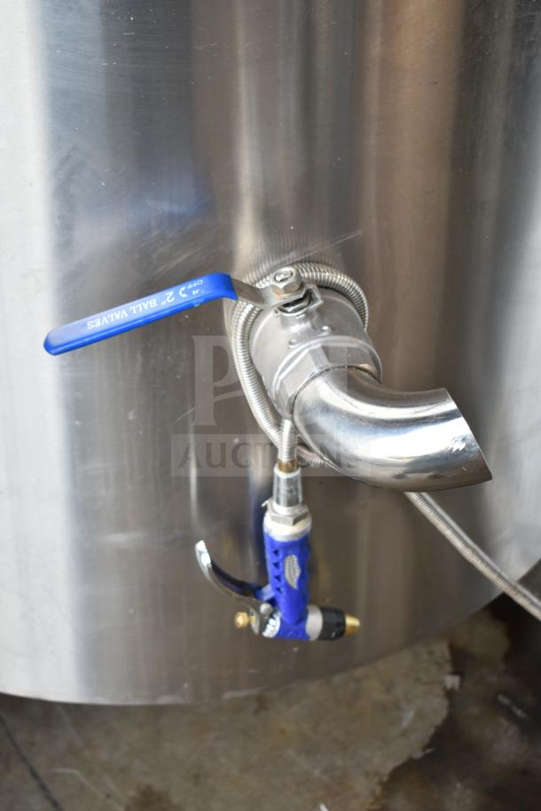 C2C CZC-13F industrial tilting cooking kettle mixer pan, 150L capacity, stainless steel, visible ball valve and handle, 380V, 3-phase.