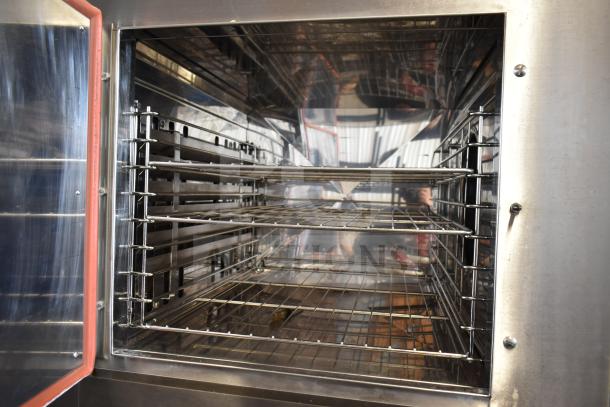 Groen CC20-G stainless steel convection oven, commercial-grade, natural gas, 90,000 BTU, interior racks visible.