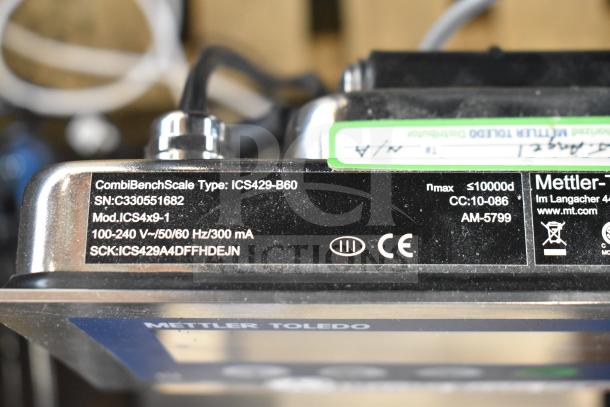 Mettler Toledo ICS4x9-1 Commercial Combi Bench Scale. Serial: C330551682. 100-240V, CE marked.