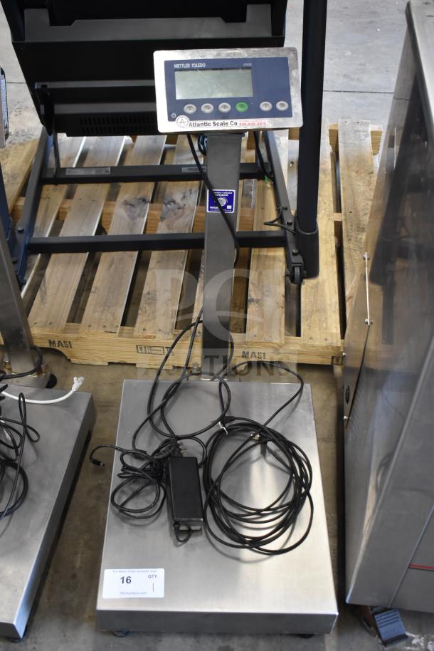 Mettler Toledo ICS4x9-1 Combi Bench Scale, 100-240V, with display; wires visible; used condition; industrial pallet setting.