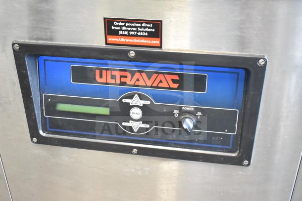 Koch Ultravac UV500 vacuum sealing machine, control panel view. Commercial-grade, on casters, 240V, 3-phase, in good condition.