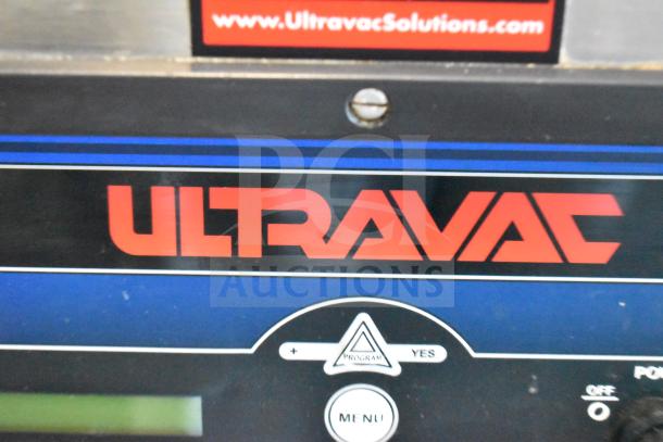 Koch Ultravac UV500 commercial vacuum sealing machine control panel, showing "Ultravac" logo and control buttons.