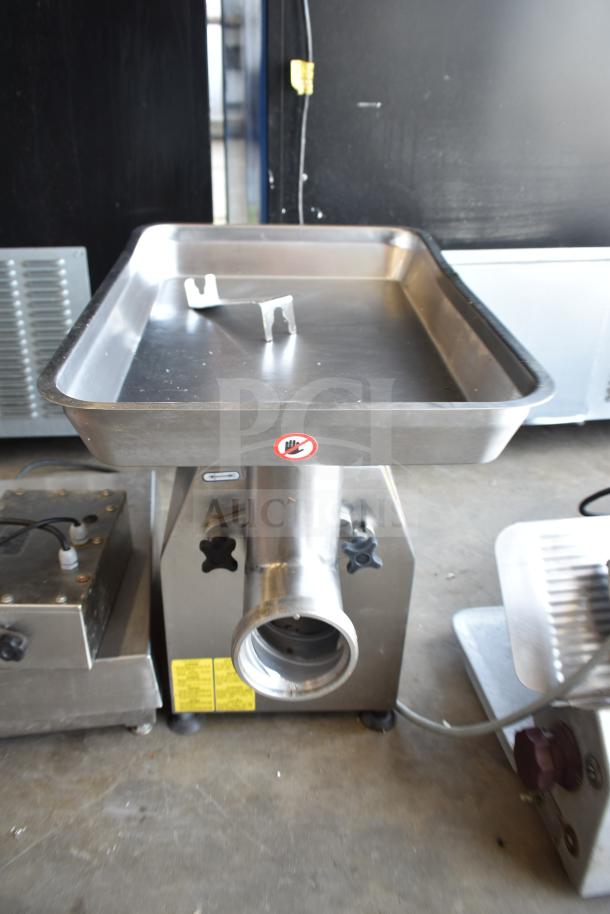 Minerva Omega A/32 Commercial Meat Grinder, 220V, 1 Phase, stainless steel, countertop model, used condition.