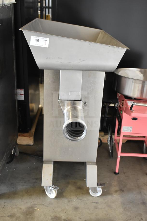 Sirman TC 42 MONTANA electric meat grinder, commercial floor style, 220 volts, stainless steel, with label "28 QTY".