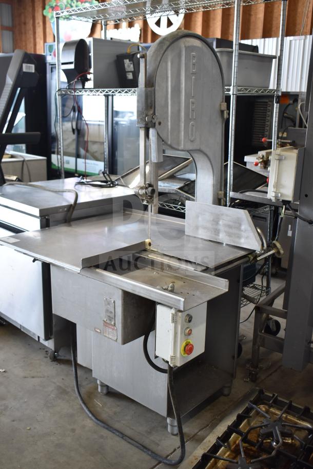 Biro 3334 Commercial Meat Saw, 208/240 volts, stainless steel, with safety guard and control panel, in used condition.