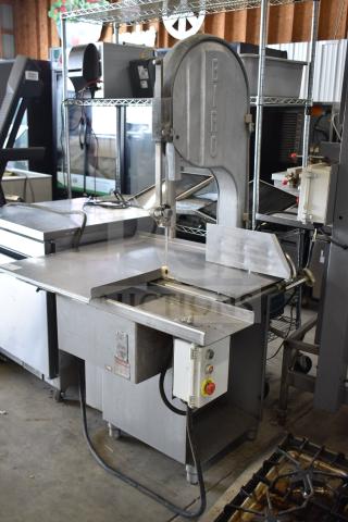 Biro 3334 Commercial Meat Saw, 208/240 volts, stainless steel, with safety guard and control panel, in used condition.