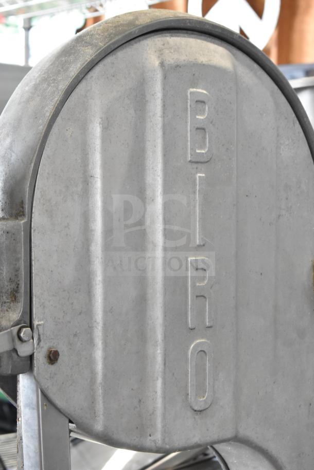 Biro 3334 Commercial Meat Saw, steel body, visible wear, embossed logo, 208/240V, industrial-grade.