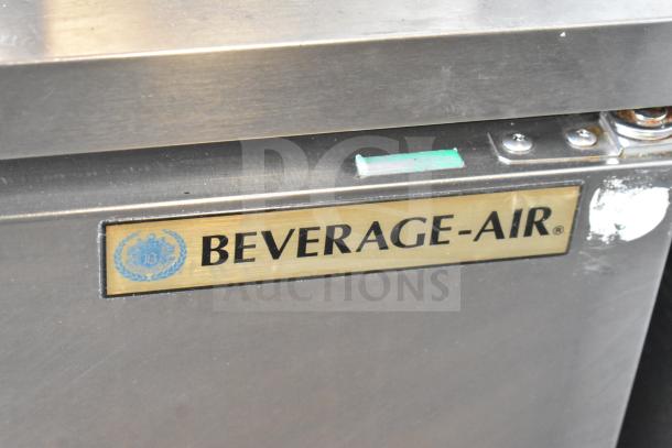 Beverage Air WTR72AY commercial 3-door undercounter cooler, stainless steel, 115 volts, 1 phase, durable build, model label visible.