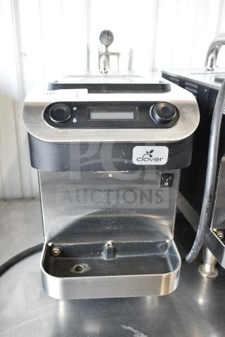 Clover 1S countertop single-cup coffee brewer, stainless steel finish, voltage 200-240V, 1 phase, visible controls and branding.