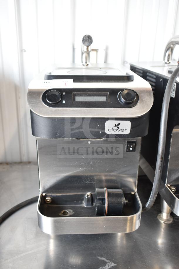 Clover 1S Countertop Automated Single-Cup Coffee Brewer, stainless steel, 200-240 volts, with visible Clover logo.