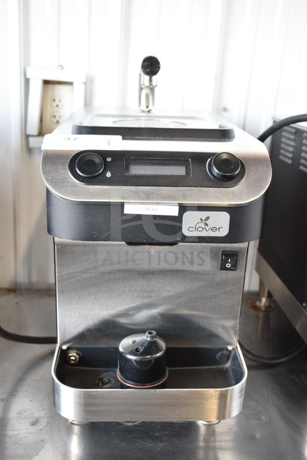 Clover 1S countertop automated single-cup coffee brewer, stainless steel, 200-240V, 1 phase, used condition, visible control knobs.