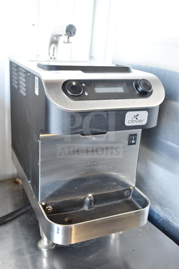 Clover 1S Countertop Premium Automated Single-Cup Coffee Brewer, stainless steel, dual dials, 200-240 volts, 1 phase, used condition.