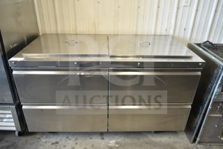 2020 Delfield D4460NP-24M-A5 commercial prep table with 4 drawers, stainless steel, on casters. 115 volts, 1 phase.