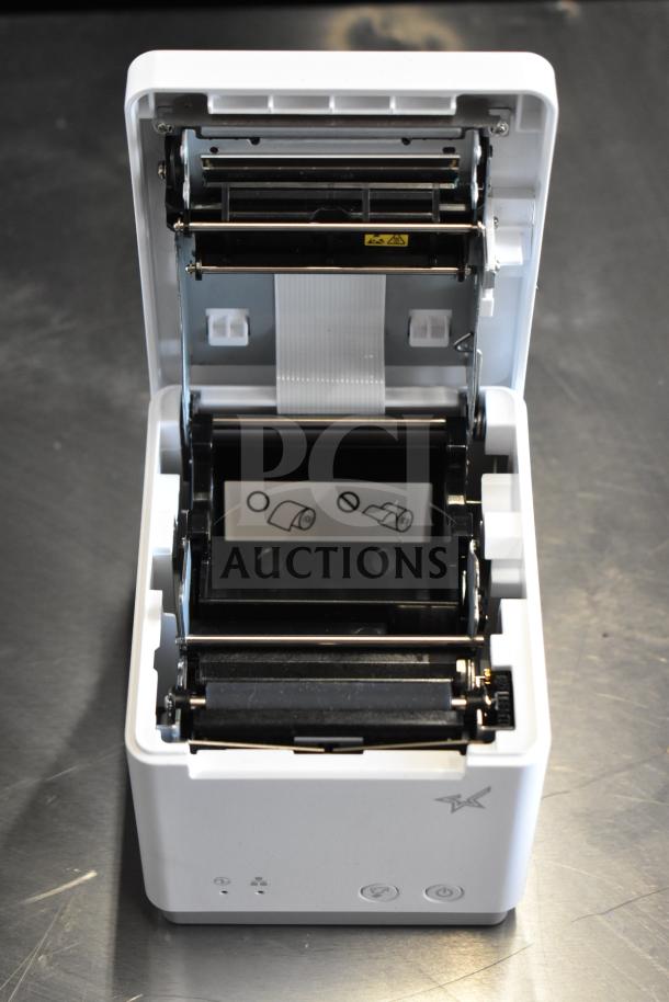 C-Print2 MCP20 WT US receipt printer, open view, featuring internal components and control buttons, excellent condition.