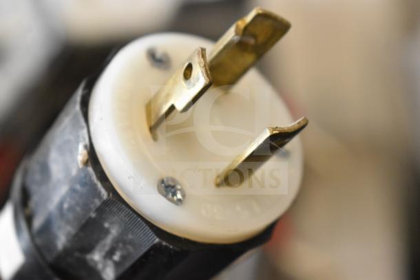 Commercial Floor Style Paper Tube Labeling Machine plug, showing a 208/240V, 1-phase connector for industrial use.