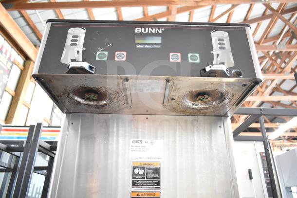 Bunn DUAL TF DBC commercial dual coffee machine with hot water dispenser, visible wear, 120/208 volts, 1 phase.