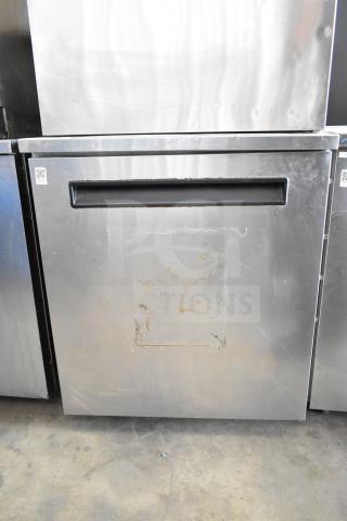 Delfield 406-STAR2 Single Door Undercounter Cooler, 115V, 1 Phase. Stainless steel exterior shows signs of use.