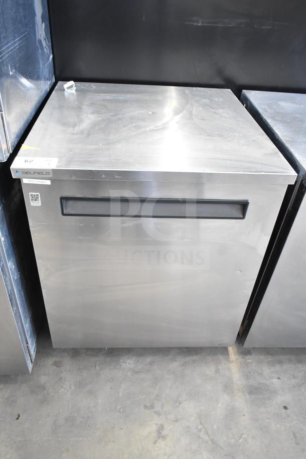 2021 Delfield 406P-STAR2 commercial undercounter cooler, stainless steel, single door, 115 volts, 1 phase, visible labels.