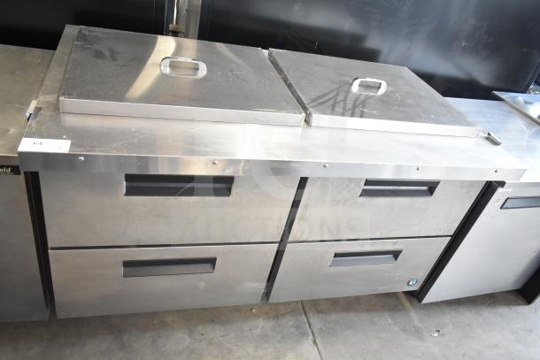 Hoshizaki SR60A-24MD4 commercial prep table with four drawers, stainless steel, 115V, 1 Phase, good condition.