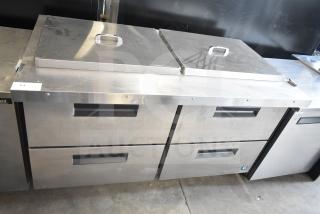 Hoshizaki SR60A-24MD4 commercial prep table with four drawers, stainless steel, 115V, 1 Phase, good condition.