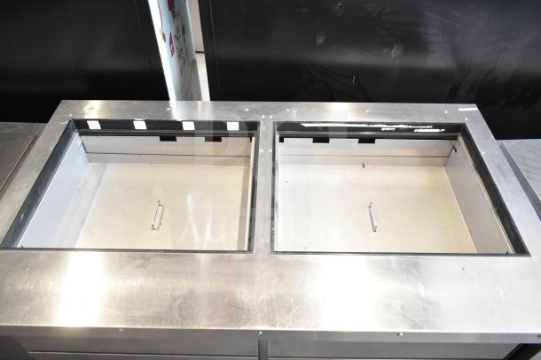 Hoshizaki SR60A-24MD4 commercial prep table, stainless steel, 4 drawers, dual compartments, 115V, 1 phase, used condition.