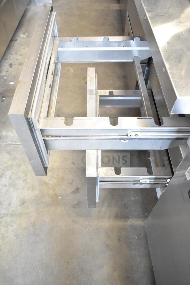 Hoshizaki SR60A-24MD4 commercial prep table with 4 drawers, stainless steel, 115 volts, in used condition.