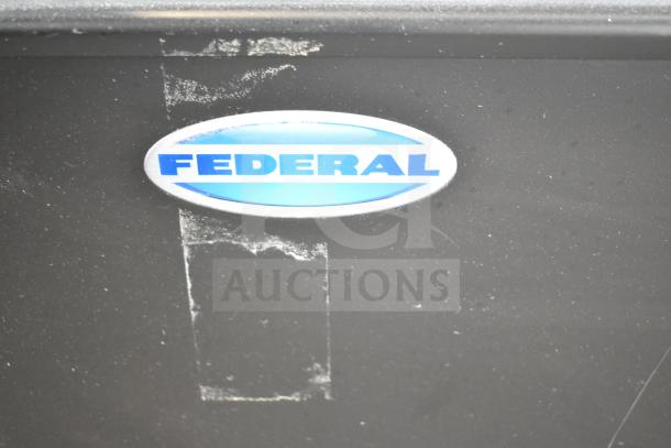 Federal Industries SSRVS3633 36" refrigerated self-serve counter case, black with logo. 120V, 1 phase, good condition.