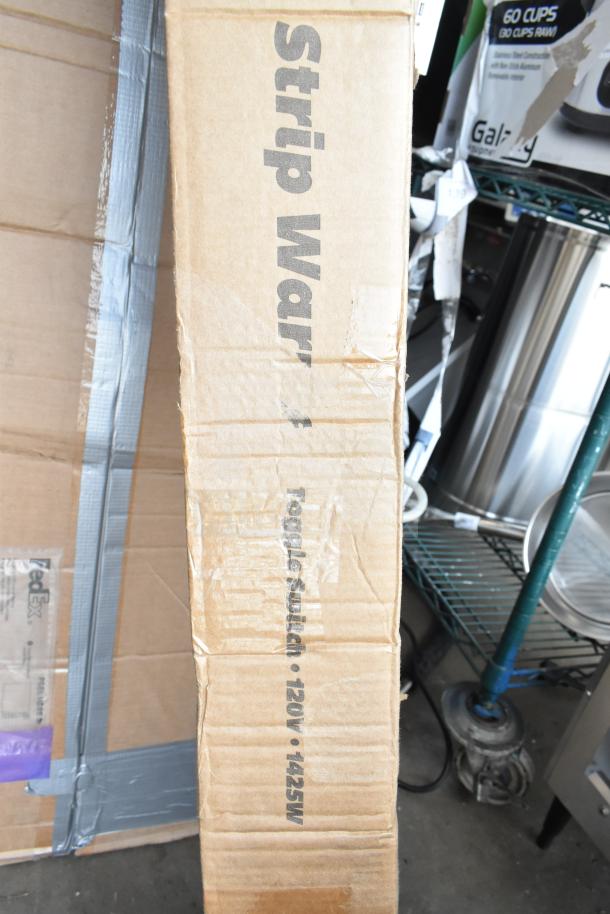 Brand new ServIt 423SW54TCPA 54" strip warmer, scratch and dent, with single toggle control, in original box.