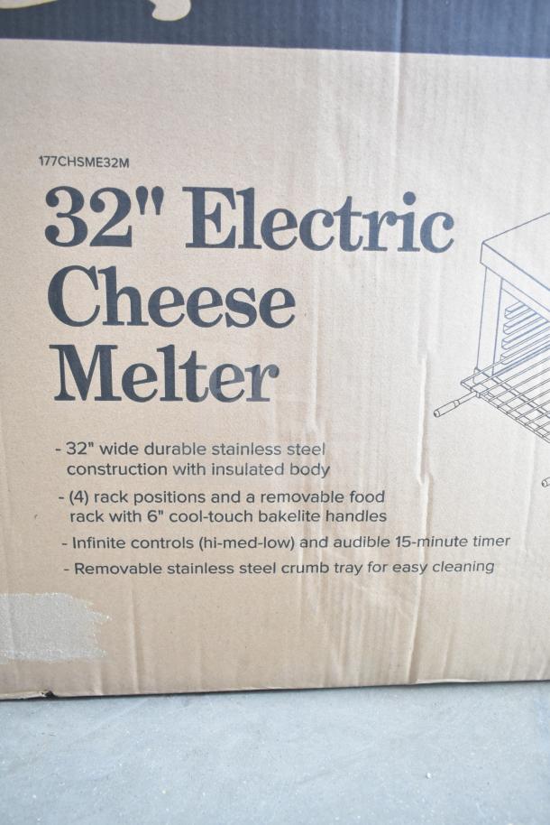 BRAND NEW Avantco 32" Cheese Melter; stainless steel, 4 rack positions, 208/240V, scratch and dent condition.