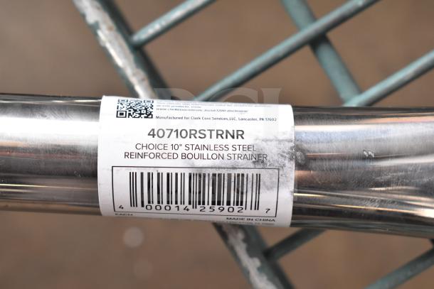 BRAND NEW Galaxy 177GCT10 10" stainless steel reinforced bouillon chinois strainer with label, model 40710RSTRNR.