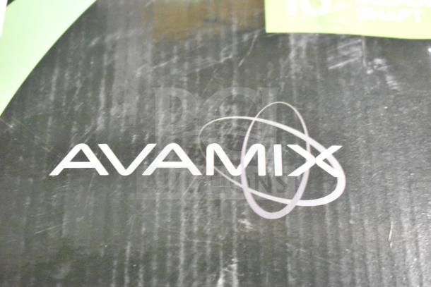 Brand new Avantco 928IBMD10 immersion blender box with minor scratches, 10" shaft, 3/4 hp, variable speed, 120V.