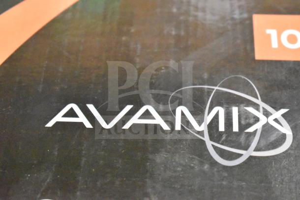 "Avamix" logo on black surface. Image likely part of branding or packaging for Avamix product.