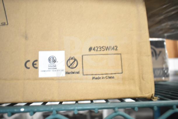 BRAND NEW ServIt 423SWI42 strip warmer box, with labels indicating model, CE and ETL certifications, and "Made in China".