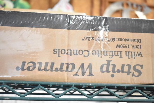 Brand new Avantco 177SW60INCP 60" High Wattage Strip Warmer, adjustable controls, 120V, in box with minor box scratches.