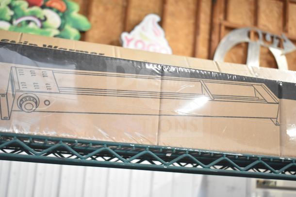 Brand new Avantco 177SW60INCP 60" strip warmer in box, high wattage, infinite controls, with cord, minor packaging wear.