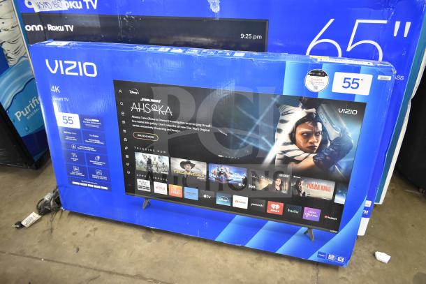 Vizio 55" Smart TV and Roku 65" TV in original boxes, condition unverified, local pickup only.