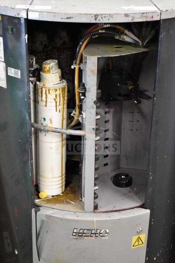 Hero ARCHIMEDE A260 commercial floor-style paint color dispenser, 120V, 1 phase, visible paint stains, open panel.