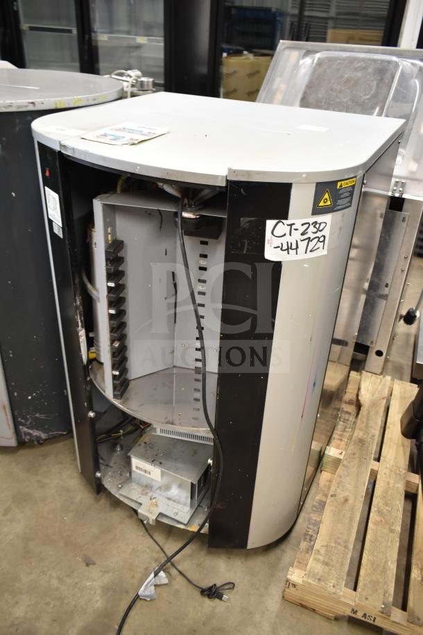 Hero ARCHIMEDE A360 commercial floor paint dispenser, 120V, 1 phase, open front view, visible wiring, caution and ID labels.