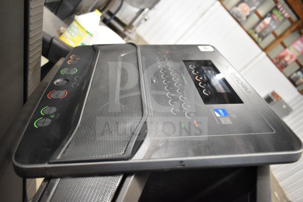 Pro Form PFTL59724.3 treadmill console shows speed and incline controls, worn surface; 120V, folding model.