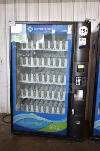 Crane 5800-4 bottled drink vending machine with bill acceptor, 115 volts, 1 phase. Features Member's Mark branding.