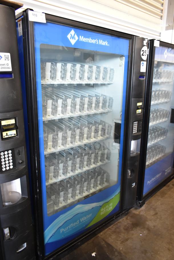 Crane 5800-4 vending machine, commercial bottled drink model, bill acceptor, 115 volts, 1 phase, Member’s Mark branding.