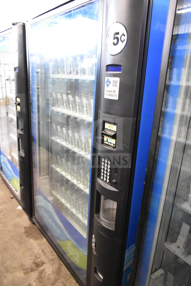 Crane 5800-4 commercial drink vending machine with bill acceptor, showing keypad and coin slot, in good condition.