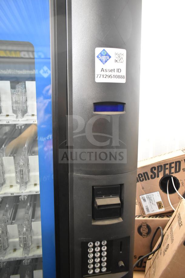 Crane 5800-4 commercial vending machine with bill acceptor, 115V, features keypad and asset ID label.